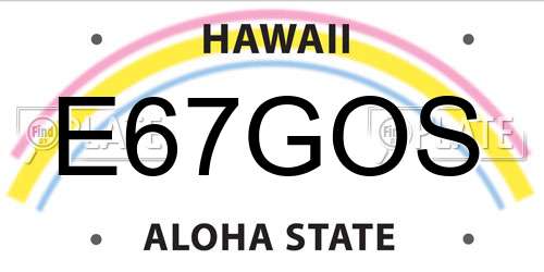 E67GOS Hawaii License Plate