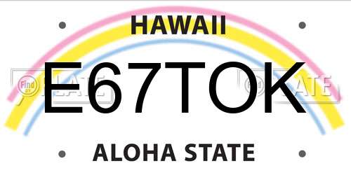 E67TOK Hawaii License Plate