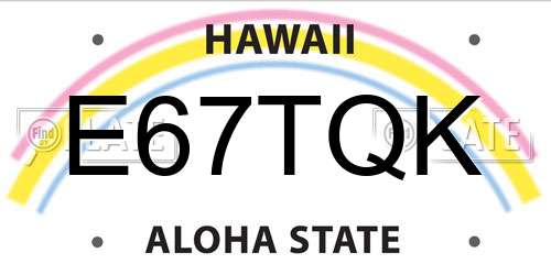 E67TQK Hawaii License Plate