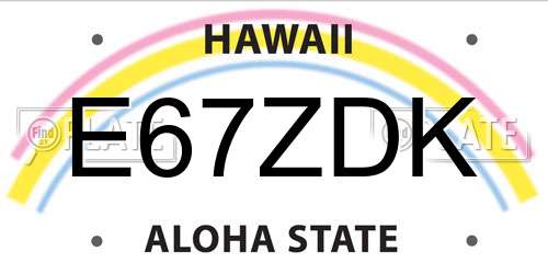 E67ZDK Hawaii License Plate