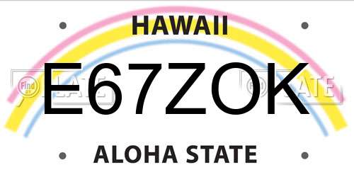 E67ZOK Hawaii License Plate