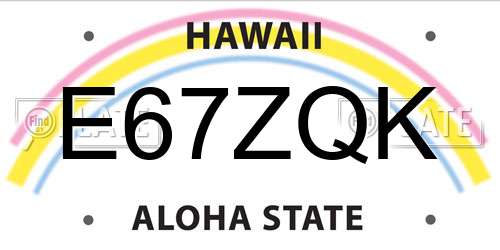 E67ZQK Hawaii License Plate