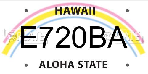 E720BA Hawaii License Plate