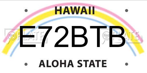 E72BTB Hawaii License Plate