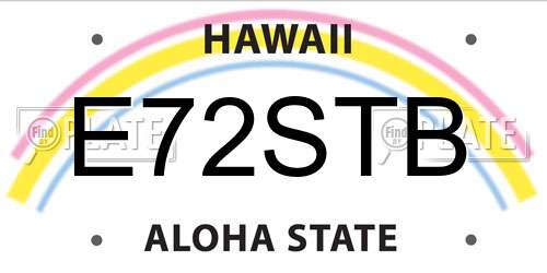 E72STB Hawaii License Plate