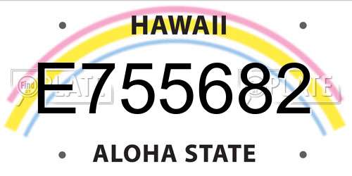 E755682 Hawaii License Plate