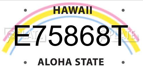 E75868T Hawaii License Plate