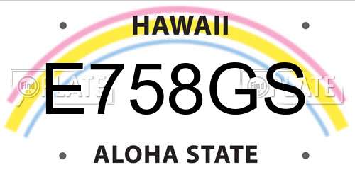 E758GS Hawaii License Plate