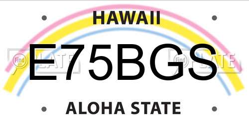 E75BGS Hawaii License Plate