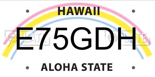 E75GDH Hawaii License Plate