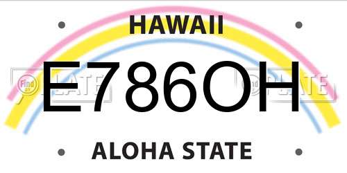 E786OH Hawaii License Plate
