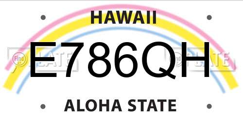 E786QH Hawaii License Plate