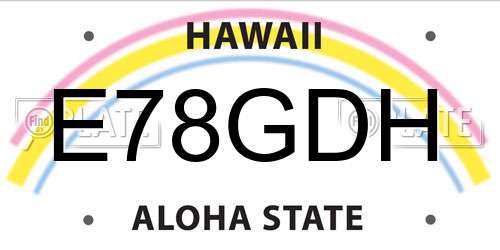 E78GDH Hawaii License Plate