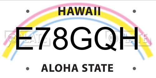 E78GQH Hawaii License Plate