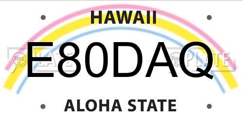 E80DAQ Hawaii License Plate