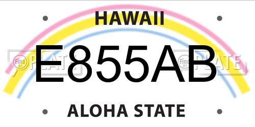 E855AB Hawaii License Plate