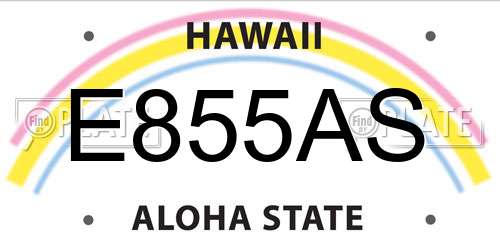E855AS Hawaii License Plate