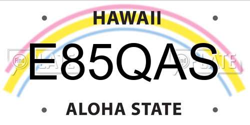 E85QAS Hawaii License Plate