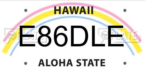E86DLE Hawaii License Plate