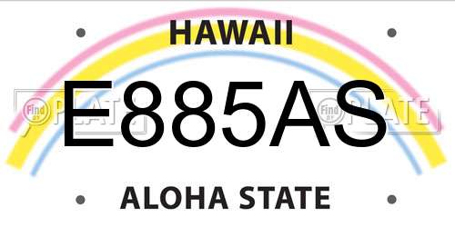 E885AS Hawaii License Plate