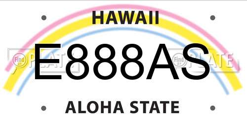 E888AS Hawaii License Plate