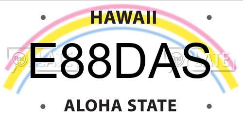 E88DAS Hawaii License Plate