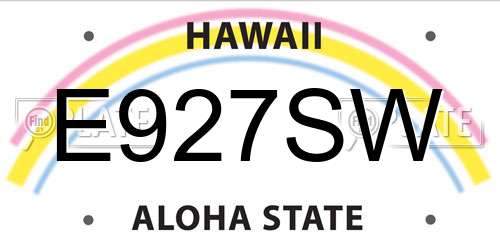 E927SW Hawaii License Plate