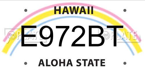 E972BT Hawaii License Plate