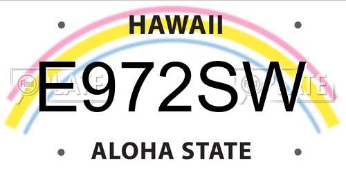 E972SW Hawaii License Plate