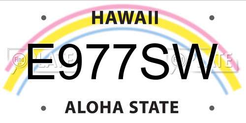E977SW Hawaii License Plate