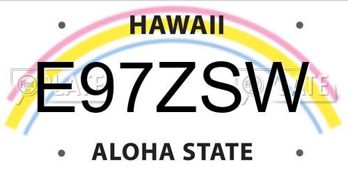 E97ZSW Hawaii License Plate