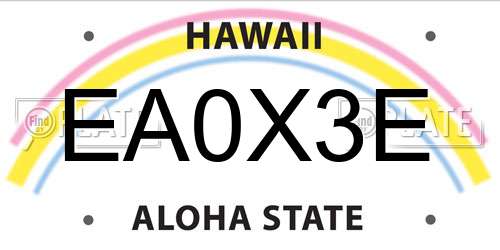 EA0X3E Hawaii License Plate