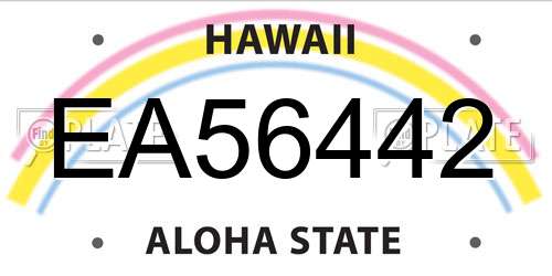 EA56442 Hawaii License Plate