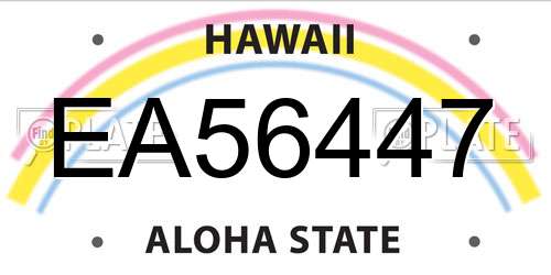 EA56447 Hawaii License Plate