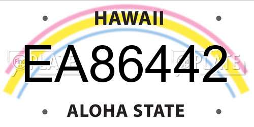EA86442 Hawaii License Plate