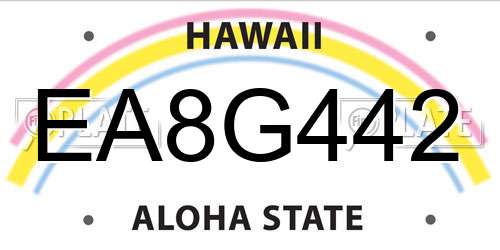 EA8G442 Hawaii License Plate