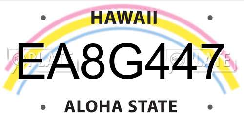 EA8G447 Hawaii License Plate