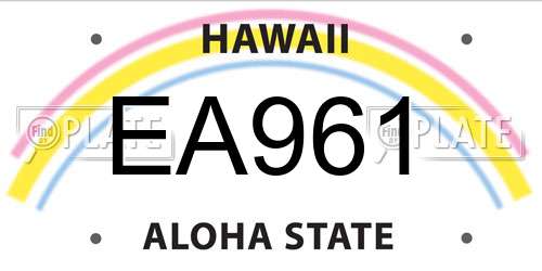 EA961 Hawaii License Plate
