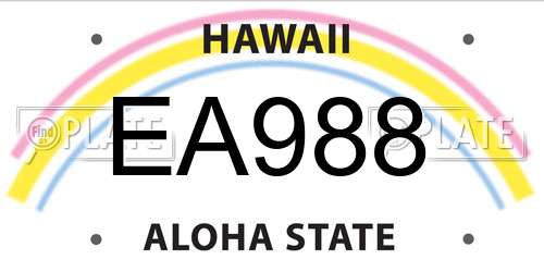 EA988 Hawaii License Plate