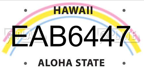 EAB6447 Hawaii License Plate