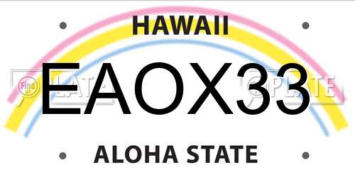 EAOX33 Hawaii License Plate