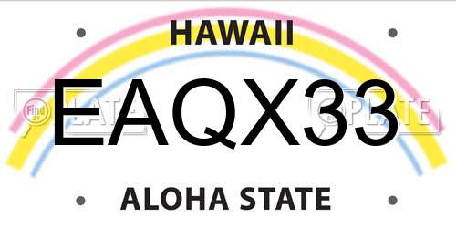 EAQX33 Hawaii License Plate