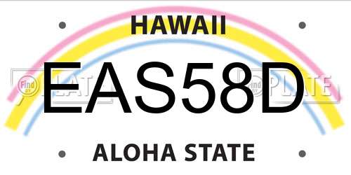 EAS58D Hawaii License Plate