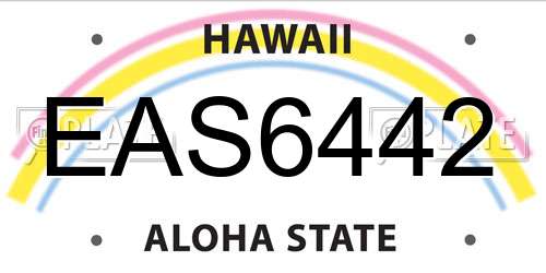 EAS6442 Hawaii License Plate