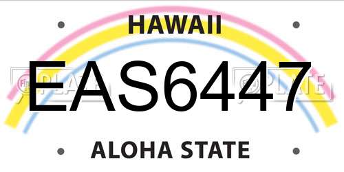 EAS6447 Hawaii License Plate