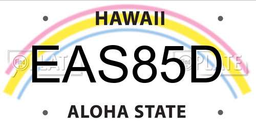 EAS85D Hawaii License Plate