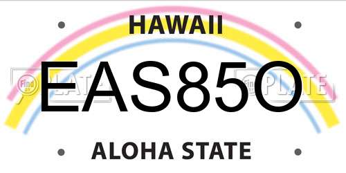 EAS85O Hawaii License Plate