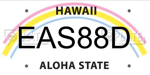 EAS88D Hawaii License Plate