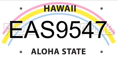 EAS9547 Hawaii License Plate