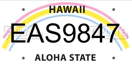 EAS9847 Hawaii License Plate